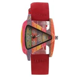 Trendy wooden watch - colorful triangle shaped - leather strapWatches