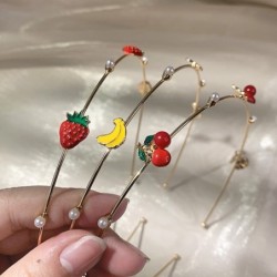 Haarreifen aus Metall - mit Früchten / Perlen
