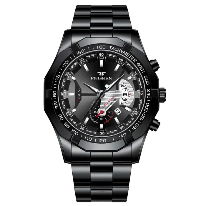 Luxuriöse Herrenuhr - leuchtend - Kalender - wasserdicht - Edelstahl