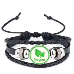 Mehrschichtiges Lederarmband - vegane Ernährung - Unisex