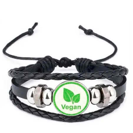 Mehrschichtiges Lederarmband - vegane Ernährung - Unisex