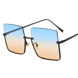 Modische übergroße eckige Sonnenbrille - retro big halbrandlos