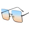 Modische übergroße eckige Sonnenbrille - retro big halbrandlos