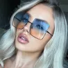 Modische übergroße eckige Sonnenbrille - retro big halbrandlos