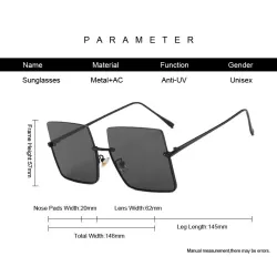 Modische übergroße eckige Sonnenbrille - retro big halbrandlos