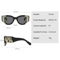 Quadratische Vintage-Sonnenbrille - übergroß - mit goldener Verzierung - UV400