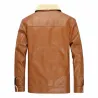 Winterjacke aus Leder mit Fleece & Reißverschluss - Slim
