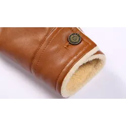 Winterjacke aus Leder mit Fleece & Reißverschluss - Slim