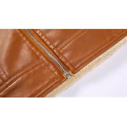 Leather winter jacket with fleece & zipper - slimJackets