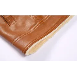 Winterjacke aus Leder mit Fleece & Reißverschluss - Slim