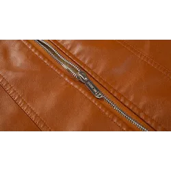 Winterjacke aus Leder mit Fleece & Reißverschluss - Slim