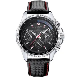 Modische Herrenuhr - Quarz - wasserdicht - Lederband