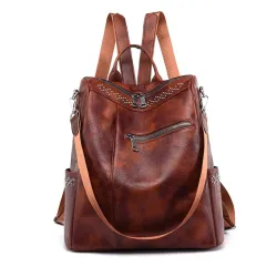Multifunktionale Vintage Umhängetasche - Lederrucksack - wasserdicht