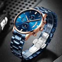 CRRJU – luxuriöse blaue Uhr – Quarz – Edelstahl – wasserdicht
