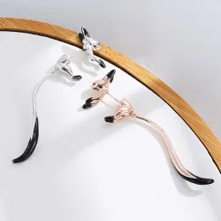 Elegante Ohrhänger - kleiner Fuchs - schwarze Emaille - Silber - Gold - Roségold