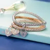 Elegantes dreiteiliges Armband - mit Kristallherzen - Silber - Gold - Roségold
