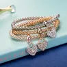 Elegantes dreiteiliges Armband - mit Kristallherzen - Silber - Gold - Roségold