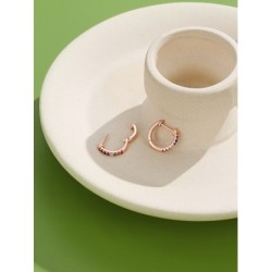 Elegant small hoop earrings - with cubic zirconia - 925 sterling silverEarrings