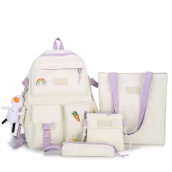 Rucksack – Federmäppchen – Umhängetasche – Handtasche – mit Tieranhänger als Schlüsselanhänger – 4-teiliges Set