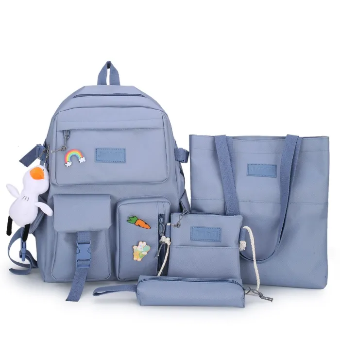 Rucksack – Federmäppchen – Umhängetasche – Handtasche – mit Tieranhänger als Schlüsselanhänger – 4-teiliges Set