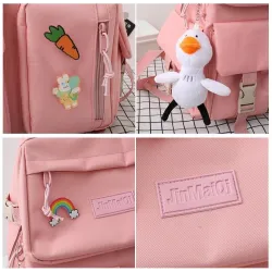 Rucksack – Federmäppchen – Umhängetasche – Handtasche – mit Tieranhänger als Schlüsselanhänger – 4-teiliges Set