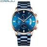 CRRJU – luxuriöse blaue Uhr – Quarz – Edelstahl – wasserdicht
