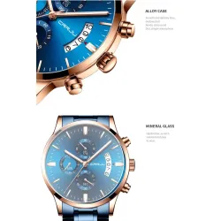 CRRJU - luxurious blue watch - Quartz - stainless steel - waterproofWatches