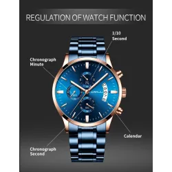 CRRJU - luxurious blue watch - Quartz - stainless steel - waterproofWatches
