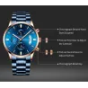 CRRJU – luxuriöse blaue Uhr – Quarz – Edelstahl – wasserdicht