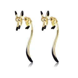 Elegante Ohrhänger - kleiner Fuchs - schwarze Emaille - Silber - Gold - Roségold