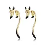 Elegante Ohrhänger - kleiner Fuchs - schwarze Emaille - Silber - Gold - Roségold