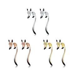 Elegante Ohrhänger - kleiner Fuchs - schwarze Emaille - Silber - Gold - Roségold
