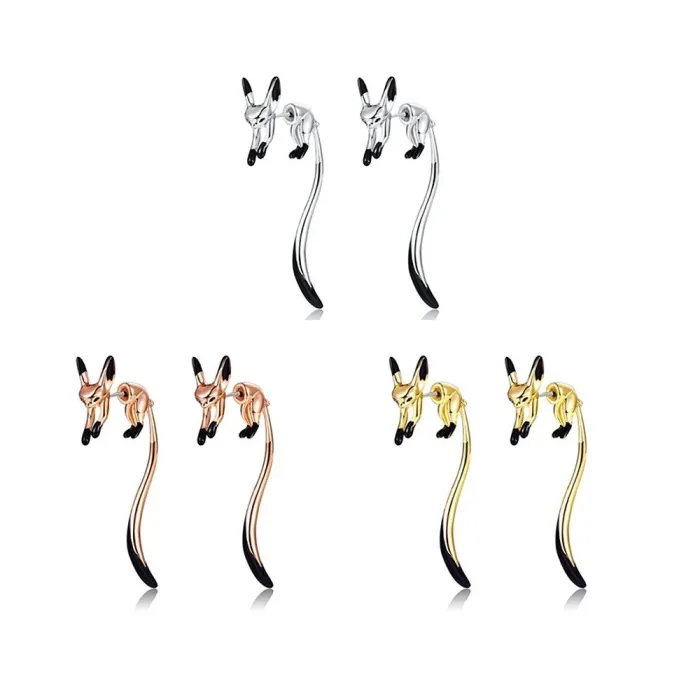 Elegante Ohrhänger - kleiner Fuchs - schwarze Emaille - Silber - Gold - Roségold