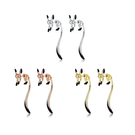 Elegante Ohrhänger - kleiner Fuchs - schwarze Emaille - Silber - Gold - Roségold