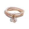 Elegantes dreiteiliges Armband - mit Kristallherzen - Silber - Gold - Roségold