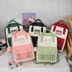 Trendiges Leinentaschen-Set - Rucksack - Umhängetasche - Handtasche - Federmäppchen - kleines Täschchen - 5-tlg