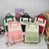 Trendiges Leinentaschen-Set - Rucksack - Umhängetasche - Handtasche - Federmäppchen - kleines Täschchen - 5-tlg