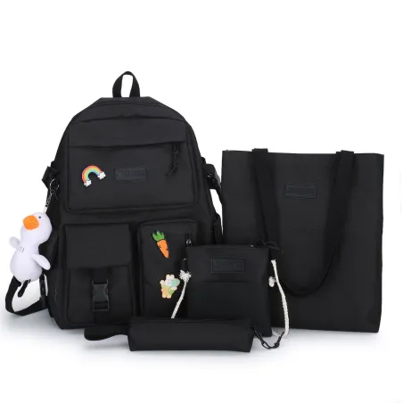 Rucksack – Federmäppchen – Umhängetasche – Handtasche – mit Tieranhänger als Schlüsselanhänger – 4-teiliges Set