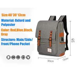 Vintage backpack - 15.6" laptop bag - USB charging portBackpacks