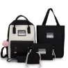 Trendiges Leinentaschen-Set - Rucksack - Umhängetasche - Handtasche - Federmäppchen - kleines Täschchen - 5-tlg