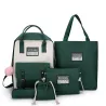 Trendiges Leinentaschen-Set - Rucksack - Umhängetasche - Handtasche - Federmäppchen - kleines Täschchen - 5-tlg