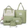 Trendiges Leinentaschen-Set - Rucksack - Umhängetasche - Handtasche - Federmäppchen - kleines Täschchen - 5-tlg