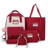 Trendiges Leinentaschen-Set - Rucksack - Umhängetasche - Handtasche - Federmäppchen - kleines Täschchen - 5-tlg