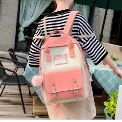 Trendiges Leinentaschen-Set - Rucksack - Umhängetasche - Handtasche - Federmäppchen - kleines Täschchen - 5-tlg