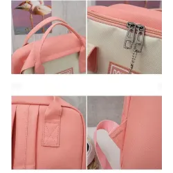 Trendiges Leinentaschen-Set - Rucksack - Umhängetasche - Handtasche - Federmäppchen - kleines Täschchen - 5-tlg