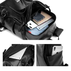 Modischer Lederrucksack - 15,6 Zoll Laptoptasche - Kopfhörerloch - Wasserdicht