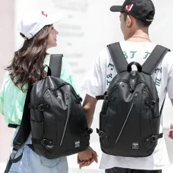 Modischer Lederrucksack - 15,6 Zoll Laptoptasche - Kopfhörerloch - Wasserdicht