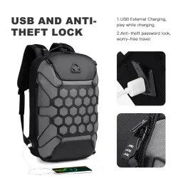 Modischer Rucksack - 15,6 Zoll Laptoptasche - Diebstahlsicherung - USB-Ladeanschluss - Wasserdicht