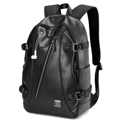 Modischer Lederrucksack - 15,6 Zoll Laptoptasche - Kopfhörerloch - Wasserdicht
