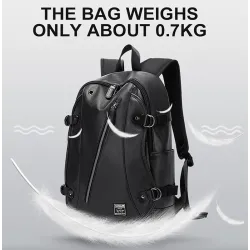 Modischer Lederrucksack - 15,6 Zoll Laptoptasche - Kopfhörerloch - Wasserdicht